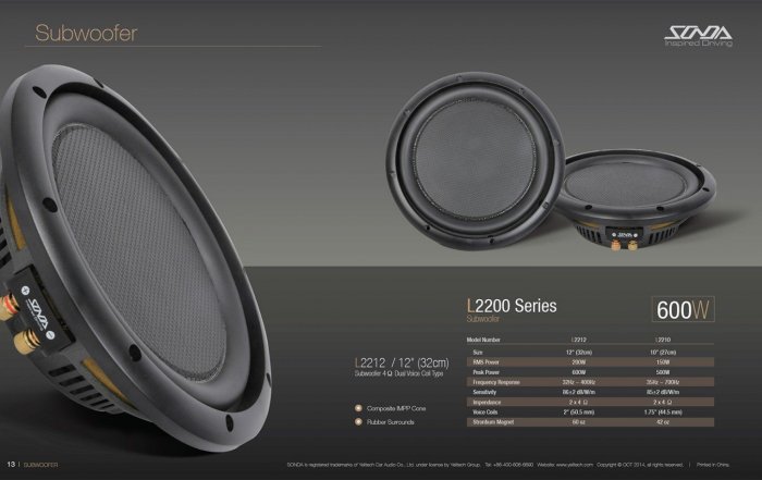 SONDA SL2268 6x8吋 超薄型主動式超重低音車用喇叭 360W