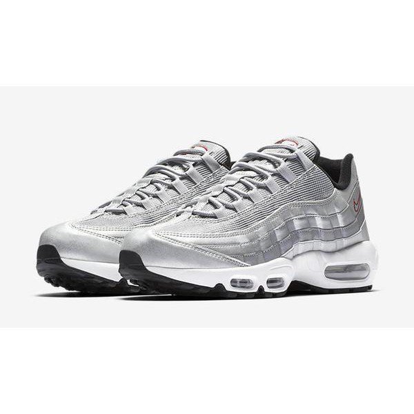 老夫子 NIKE AIR MAX 95 PREMIUM QS 銀彈 白銀 白灰銀 白色 網面 透氣 男