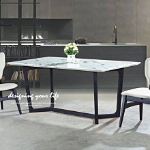 【設計私生活】加拉洛7尺工業風中花白石面餐桌(免運費)A系列174A