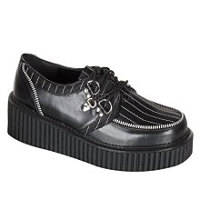 Shoes InStyle《二吋》美國品牌 DEMONIA 原廠正品英式龐克歌德蘿莉條紋厚底平底鞋 出清『黑色』