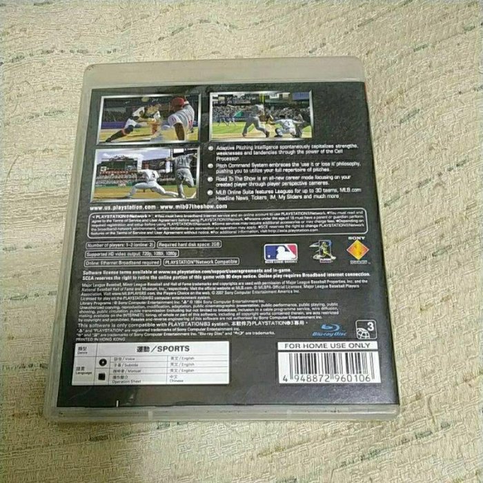中古二手ps3遊戲光碟MLB 07 the show英文版二手品盒書齊全
