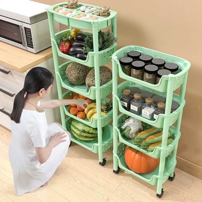 下殺-廚房架子置物架落地多層多功能蔬菜水果調料收納菜籃收納筐工具車