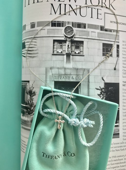 Tiffany &Co. 附原廠盒 pt950 白金 鑽石 十字架項鍊