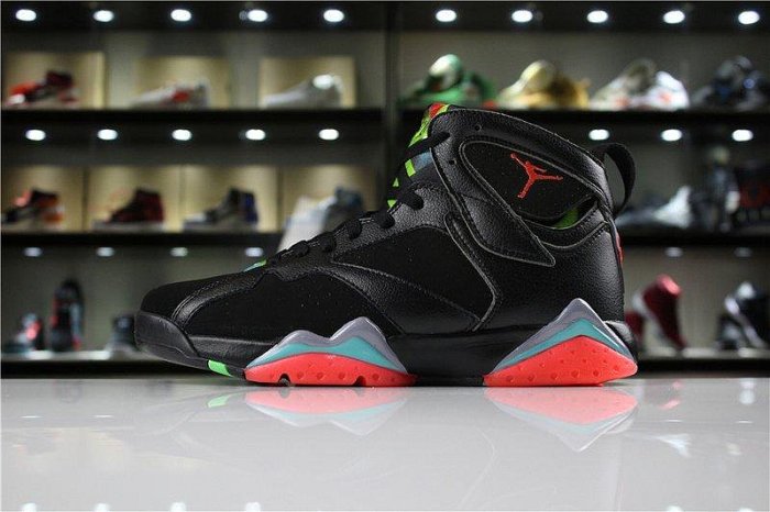 NIKE AIR JORDAN 7 Retro 黑 橘紅 705350-007 火星人 馬文