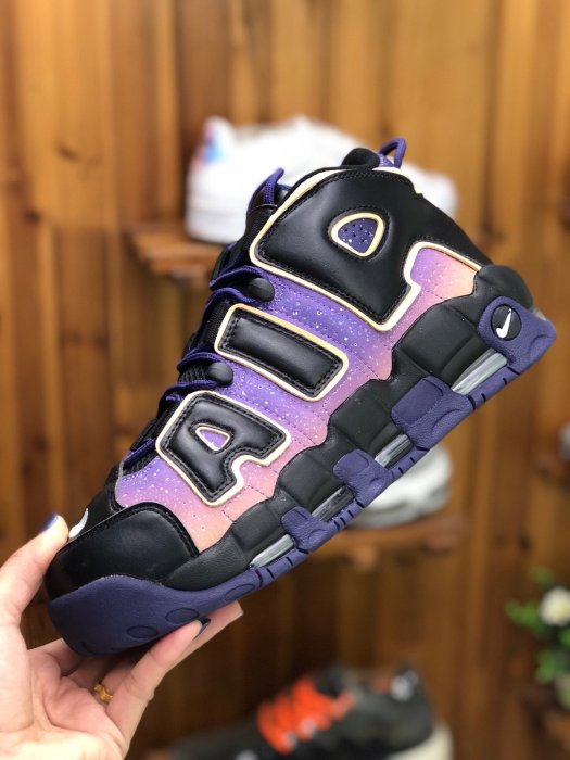 Nike AIR MORE UPTEMPO '96 UK 黑紫 皮蓬 大AIR 漸變色 籃球鞋 553546 018