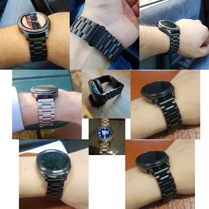 三星Gear S3/s2/pro錶帶智能手錶不銹鋼米蘭金屬samsung Galaxy Watch42MM/46MM橡膠硅膠個性潮透氣腕帶自拆1