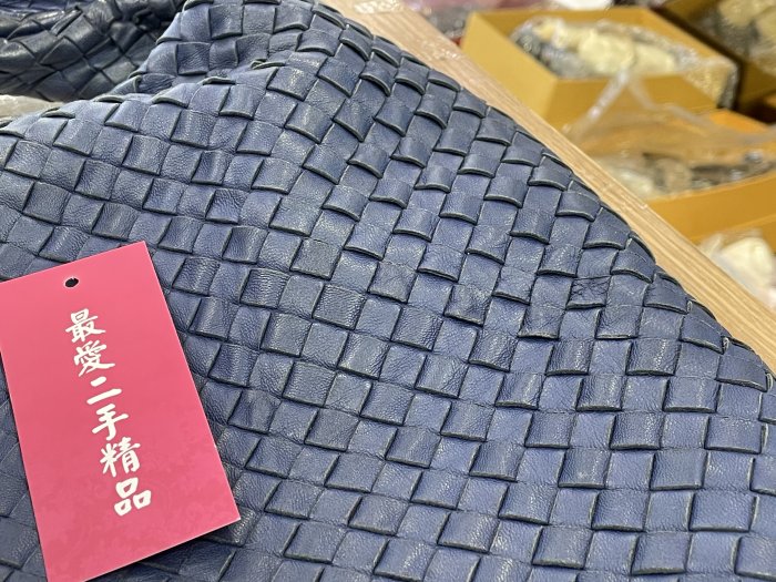 ☆最愛二手精品☆  BOTTEGA VENETA BV 藍紫色全皮編織拉鍊弧型和尚包肩背包手提包 115654 C3056