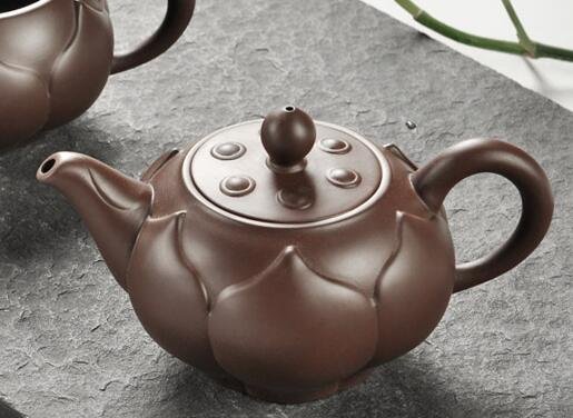 3827A 紫砂茶壺 天然紫砂壺 泡茶壺 古典蓮花造型茶壺 禮品茶具茶壺