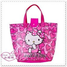 ♥小花花日本精品♥ Hello Kitty 坐姿桃愛心透明防水圓桶包/手提包/透明提袋42059103