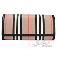 【茱麗葉精品】全新商品 BURBERRY 專櫃商品 8073080 HALTON 英式條紋拼接釦式長夾.黑邊 現貨