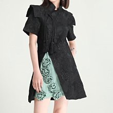 VENESSA~ 新款 改良式旗袍 時尚山本風 撞色拼接 暗紋盤花 立體修身俏麗兩件短洋裝 (U1428)