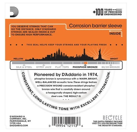 民謠吉他弦 D'Addario EJ15 Phosphor Bronze磷青銅 鋼弦 -【黃石樂器】