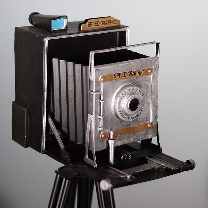 現貨創意擺件仿真老式支架相機模型鐵藝懷舊老物件復古拍照攝影道具裝飾品擺設