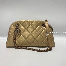 A11407 Chanel 金色菱格牛皮復古金釦小號仕女包 (台北店)