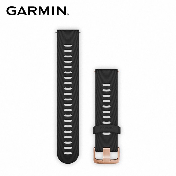 @竹北旗艦店@GARMIN Quick Release 20mm 黑色矽膠錶帶 (霧面玫瑰金錶扣)