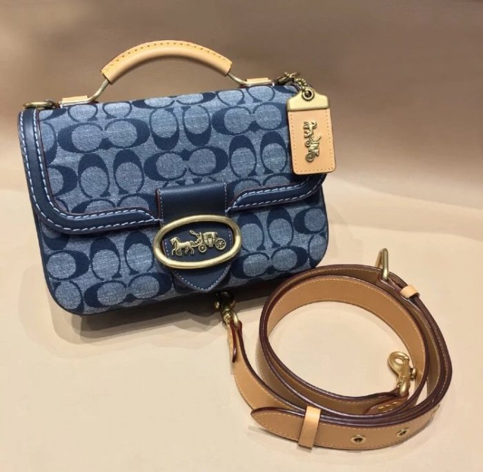 【King女王代購】美國正品COACH 3630 soft riley 香布雷chambray風琴郵差包斜跨包*附購證