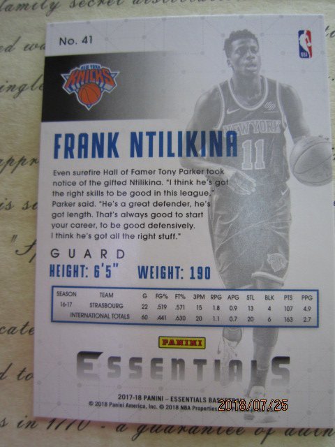 新賣家~17/18~Frank Ntilikina~Essentials~RC~電路板~沒限量~6 1元起標