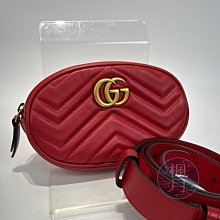 【一元起標 04/23】GUCCI 古馳 476434 紅MARMONT腰包 精品包 側背包 精品腰包