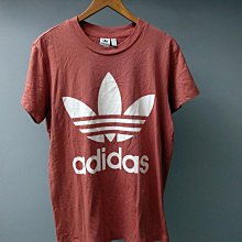 CA 愛迪達 adidas 女款 淺紅 純棉 寬版 休閒短t UK 6 一元起標無底價P672