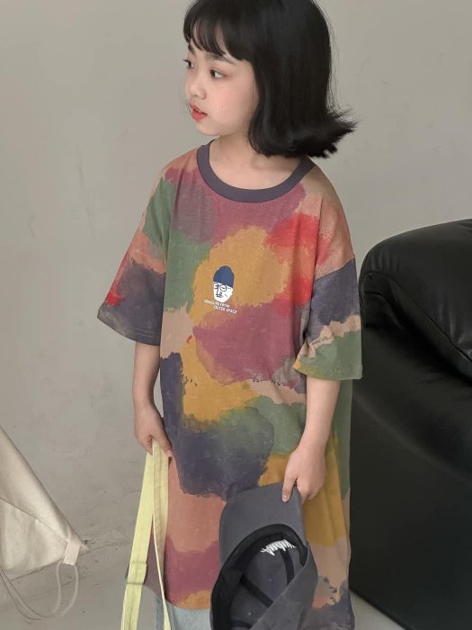 SaNDoN x『自選單品』小孩兒童彩色暈染塗鴉洋裝/套裝 240425