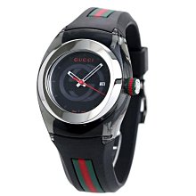 GUCCI YA137301 古馳 手錶 36mm 黑色面盤 黑色橡膠錶帶 女錶 男錶