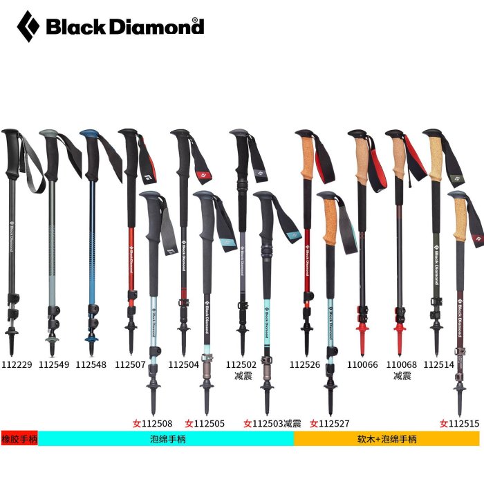 23年新款美國黑鉆BD男女四季徒步杖登山杖 泡綿/軟木手柄減震碳素