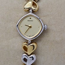 《寶萊精品》SEIKO 精工表銀淺黃菱形石英女子錶