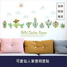 壁貼 可愛仙人掌透明壁貼 50x70 台灣現貨 可重複黏貼 大尺寸壁貼 貼紙 牆紙 室內裝飾 【居家達人A382】