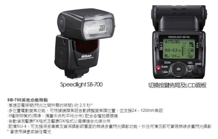 【現貨】公司貨 全新 NIKON SB-700 閃光燈 SPEEDLIGHT SB700 榮泰保卡 另有 SB-5000