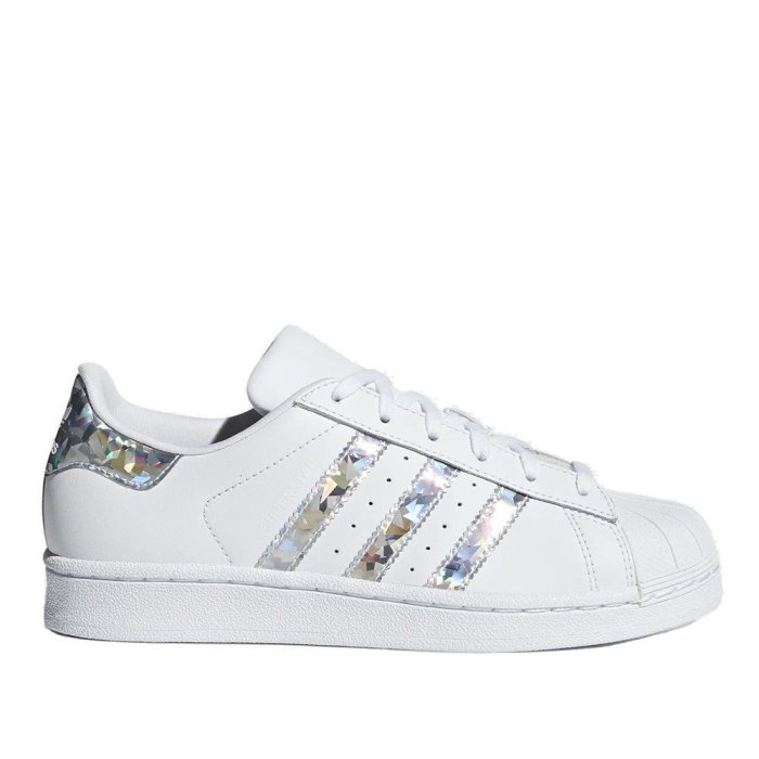 【A-KAY0】ADIDAS 女鞋 SUPERSTAR J WHITE HOLOGRAM SILVER 雷射絢彩 白銀【F33889】