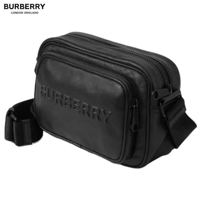 🇬🇧Burberry Paddy Debossed Leather Crossbody Bag 黑色 立體Logo全皮革材質 斜背包/相機包/方包