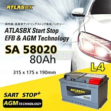 [電池便利店]ATLASBX SA 58020 L4 80Ah AGM 電池 Start-Stop 啟停系統專用