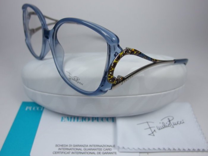 信義計劃 眼鏡 全新真品  EMILIO PUCCI  鏤空大框 義大利製 可配 全視線 抗藍光 eyeglasses