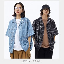 ∵ PRAY FOR FASHION ∴日式古巴領變形蟲圖騰休閒寬鬆廓形oversize舒適面料短袖襯衫