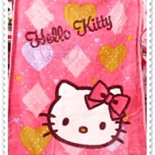 ♥小花花日本精品♥Hello Kitty  大臉頭愛心格紋造型粉紅舒眠毛毯 冷氣毯 蓋毯 四季毯 被子