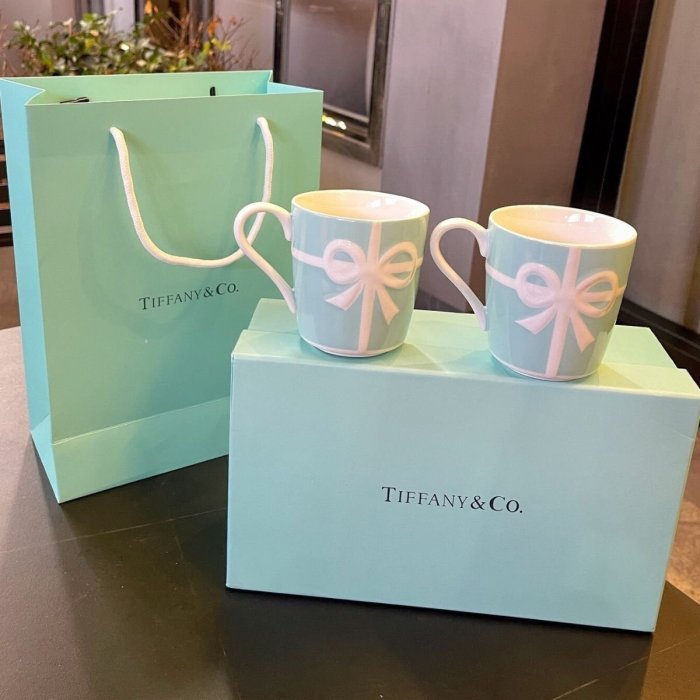 【King女王代購】TIFFANY & CO. 蒂芙尼同款蝴蝶結情侶對杯馬克杯伴手禮