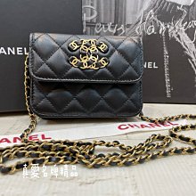 《真愛名牌精品》CHANEL  AP2180 19系列 黑色 雙C 皮穿鍊 方型 鍊子包 *全新品*代購