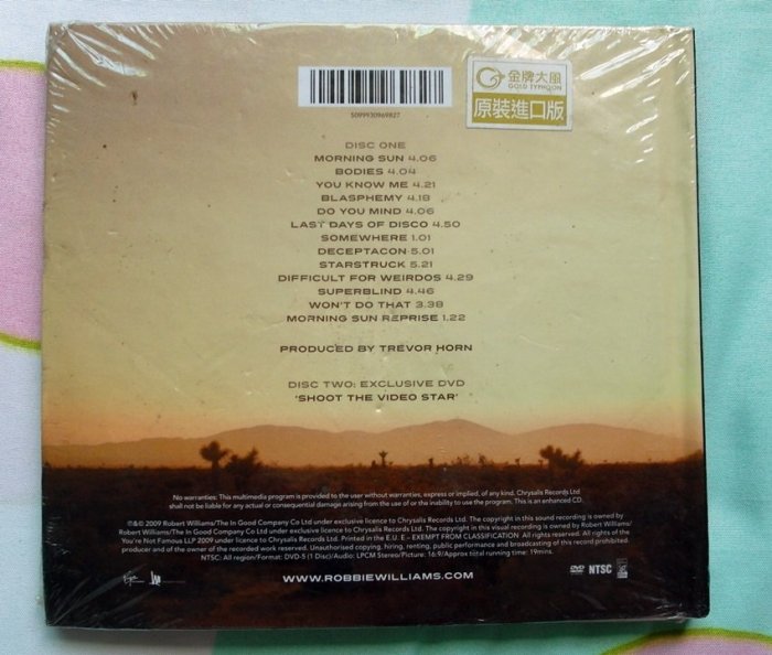 ◎2009全新CD+DVD初回限量版未拆!羅比威廉斯-Robbie Williams-萬世巨星-等13首好歌.接招合唱團