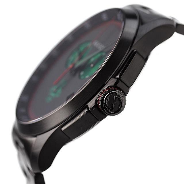 GUCCI YA126270 古馳 手錶 46mm 黑色面盤 黑色不鏽鋼錶帶 男錶