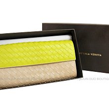 金鐸精品~2276 BOTTEGA VENETA BV 寶緹嘉經典雙色編織小羊皮翻蓋長夾