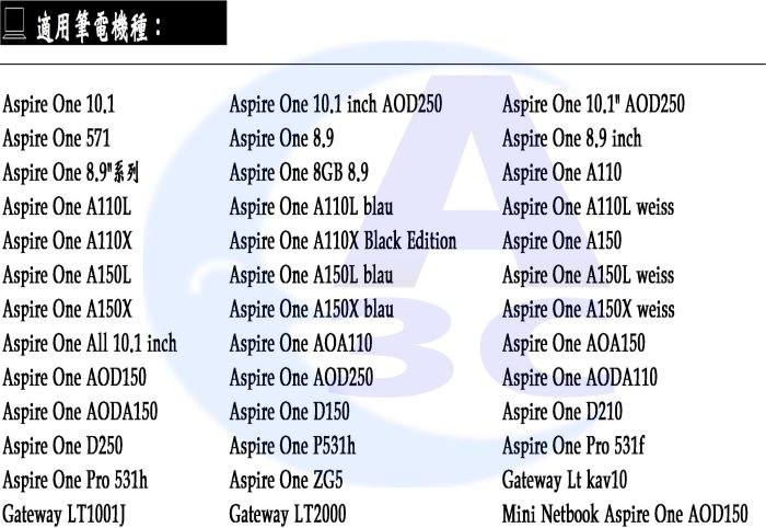 Acer 電池 宏碁 Aspire One D150 D250 KAV10 KAV60 P531H ZG5-白