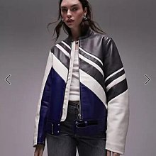 (嫻嫻屋) 英國ASOS-Topshop多色拼色仿皮機車夾克外套AA24