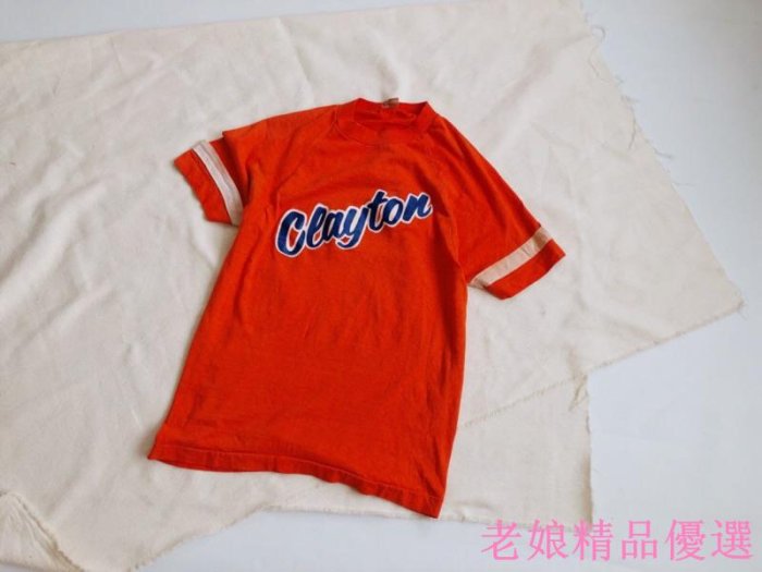 古著老品Champion短踢 70s Champion Blue Bar 橘色橄欖球踢 TOM&#92;U0026MAO湯姆貓古著