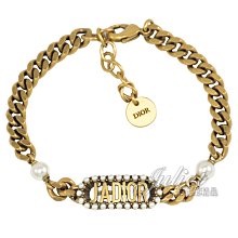 【茱麗葉精品】全新商品 Dior 專櫃商品 J'ADIOR 鏤空LOGO珍珠造型手鍊.古銅金 現貨