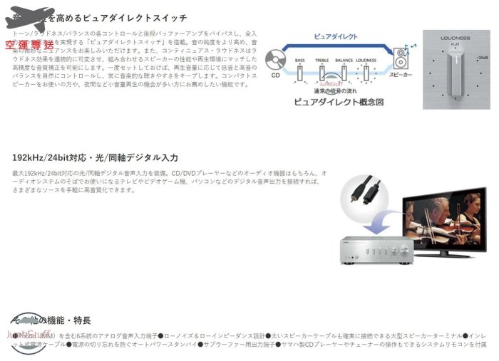 Yamaha A-S301 日本三葉 二聲道 綜合擴大機 內建DAC 光纖 同軸 重低音 耳擴 192kHz/24bit