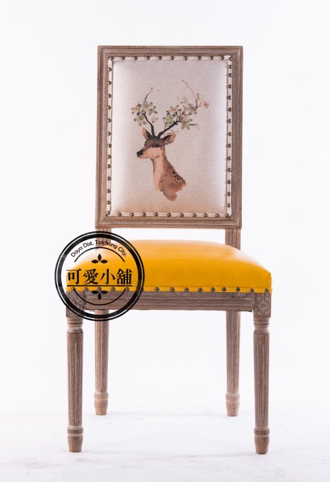 （台中 可愛小舖）歐洲簡約復古幾何圖形麋鹿多圖案方形餐椅椅子 休閒椅靠背椅無扶手居家主題餐廳百貨公司個人工作室(多款)
