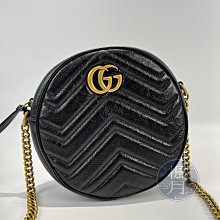 GUCCI 古馳 550154 黑色 GG 圓餅包 鍊包 肩背包 斜背包 單肩包 側背包 精品包 包包