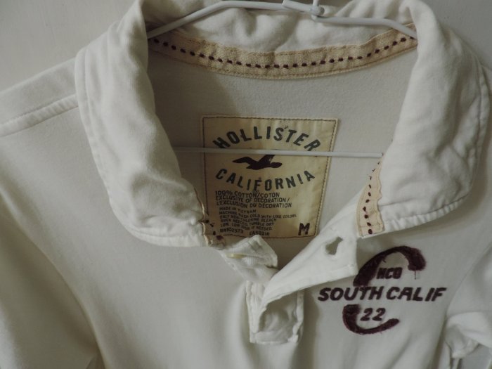 男女裝潮流上衣HOLLISTER 白色海鷗短袖棉質T恤polo衫 SOUTH CALIF HCO 22 尺寸M