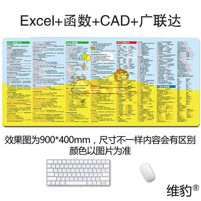 （熱銷） 廣聯達專業滑鼠墊cad excel ps wps word快捷鍵辦公皮革桌墊-極巧