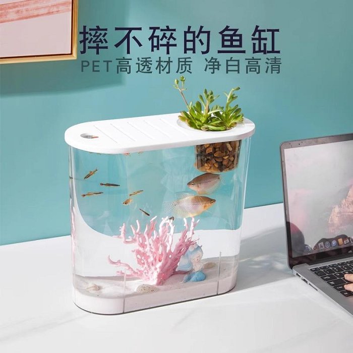 專場:新款透明魚缸客廳中小型塑料魚缸金魚缸仿玻璃無接縫桌面觀賞缸